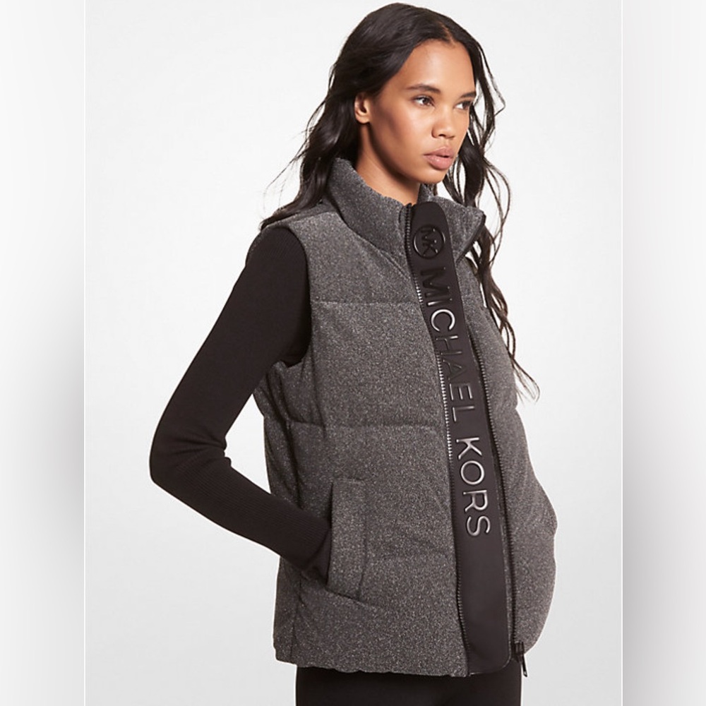 <Michael Kors> Quilted Metallic Knit Puffer Vest